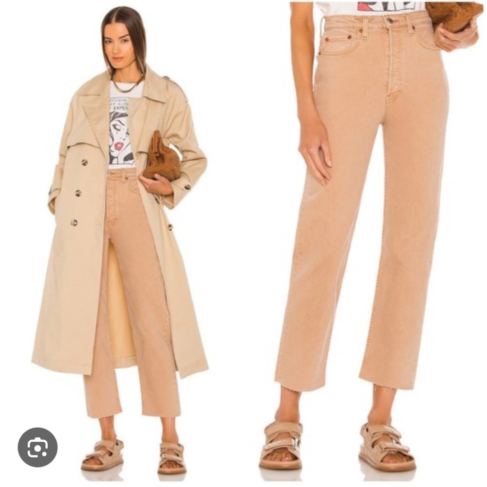 Re/Done Cropped Tan Pants